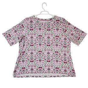 Croft & Barrow Womens 2X Floral 3/4 Sleeve Shirt